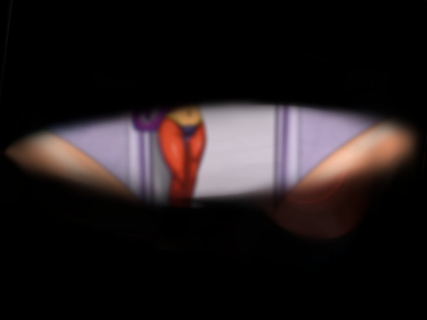 1boy 1girls abby_nii blurry brown_skin dark-skinned_female dark_skin female femdom harem_pants highres legs male male_pov pov purple_hair shantae shantae_(character) smooth_skin straight tan_skin thighs unseen_male_face waking_up