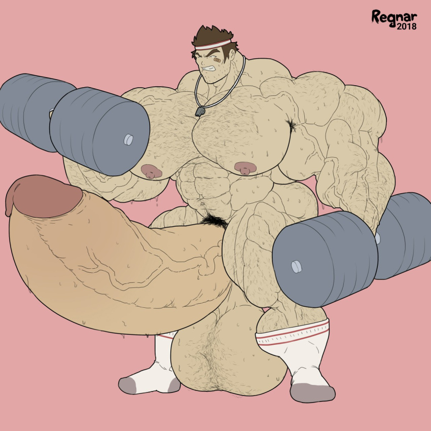 abs bicep_curl biceps brown_hair cartoon_network code_lyoko cum cumshot dumbbell gay gym hairy hairy_armpits hairy_balls hairy_chest hairy_legs hairy_male huge_balls huge_cock hyper hyper_balls hyper_genitalia hyper_muscles hyper_penis hyper_testicles jim_morales male male_only muscle muscles muscular muscular_arms muscular_legs muscular_male muscular_thighs nipples regnar solo sweat sweatdrop weights