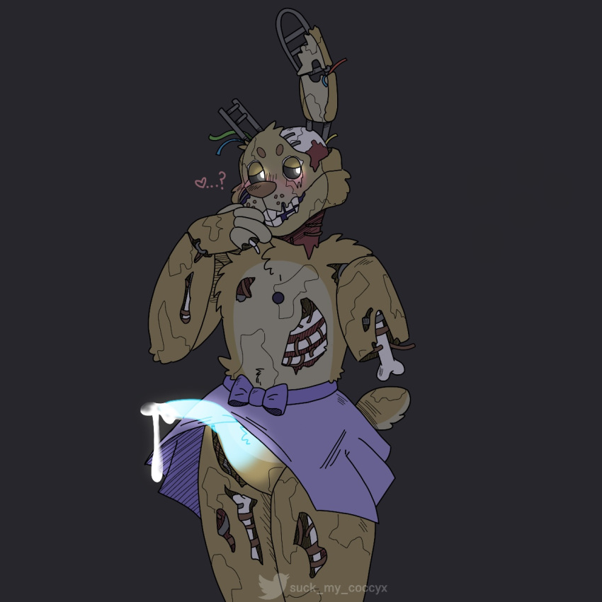 crossdressing cum five_nights_at_freddy's male_only monster_cock purple_guy_(fnaf) scraptrap skirt skirt_lift solo solo_male springtrap springtrap_(fnaf) suckmycoccyx william_afton