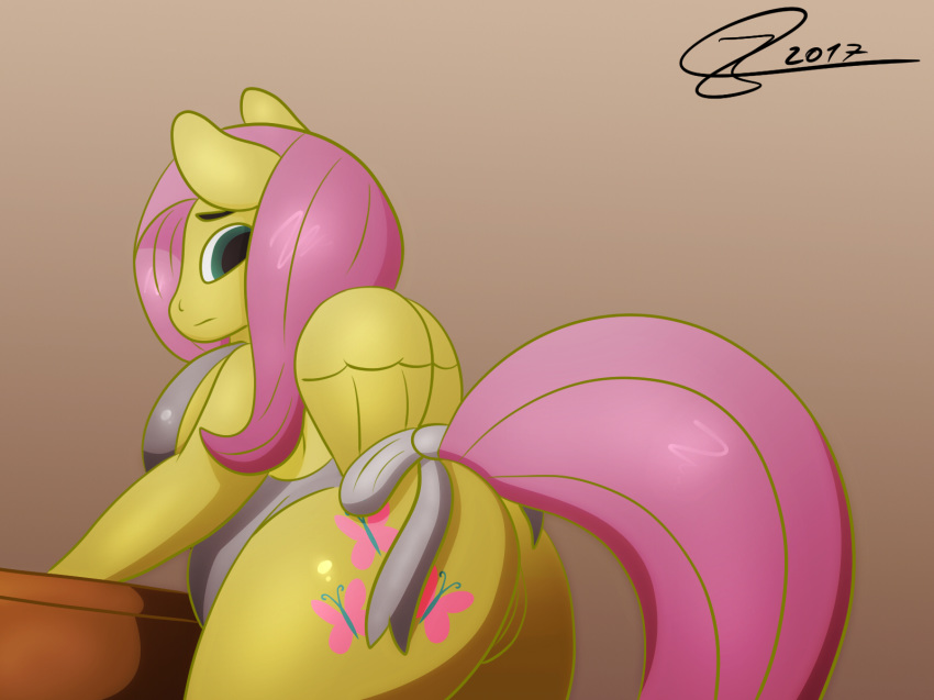 anthro belly big_belly big_breasts breasts clothing equine female fluttershy_(mlp) friendship_is_magic hair horse hyper hyper_pregnancy j5furry mammal my_little_pony navel pegasus pony pregnant solo wings