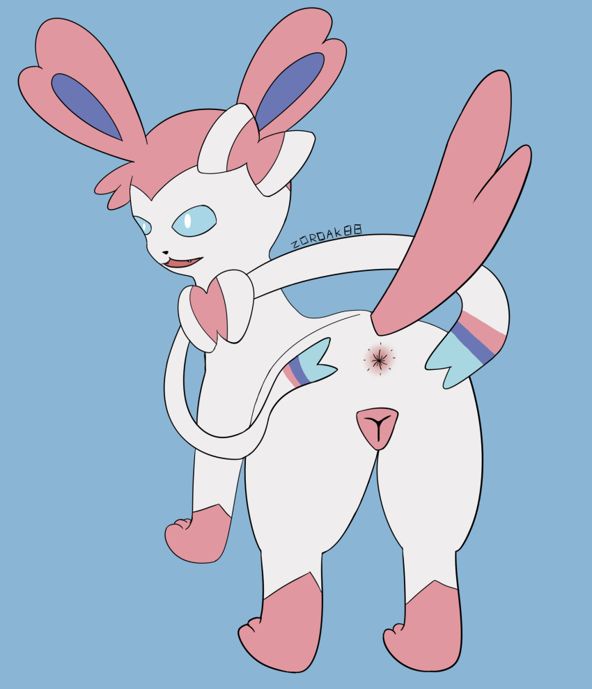 anatomically_correct anatomically_correct_genitalia animal_genitalia animal_pussy anus canine_pussy eeveelution female feral fur genitals hi_res nintendo pink_body pink_fur pokémon_(species) pokemon pokemon_(species) presenting presenting_anus pussy ribbons solo sylveon video_games white_body white_fur zoroak88