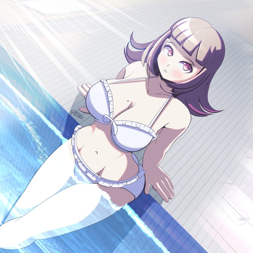 1girls ass bell_haircut bellybutton big_breasts bikini busty cleavage danganronpa danganronpa_2:_goodbye_despair danganronpa_3 female freakyed hourglass_figure huge_breasts large_breasts midriff mole_on_breast nanami_chiaki pink_hair plump_breasts short_hair slight_blush sole_female straight_hair upwing_bell voluptuous voluptuous_female wide_hips