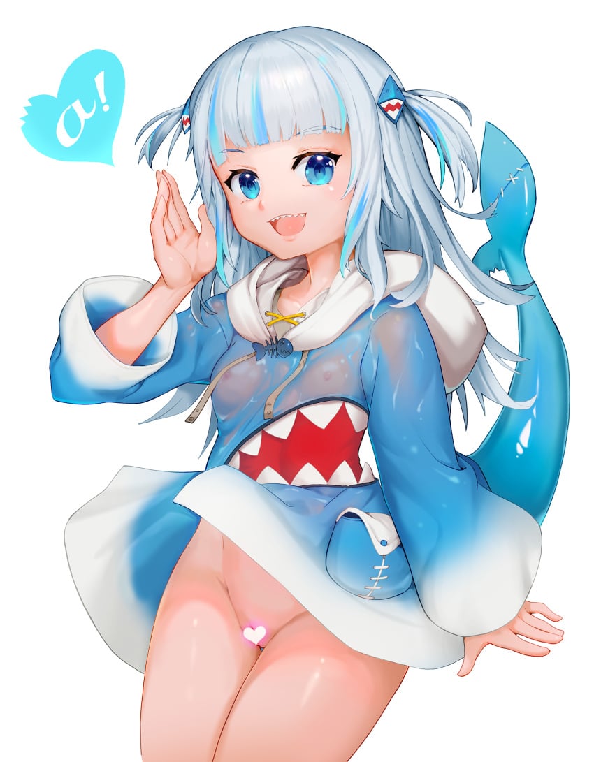 1girls a_(gawr_gura) bluesnail clothed gawr_gura hair highres hololive hololive_english hololive_myth no_underwear see-through_clothing shark shark_tail tagme virtual_youtuber