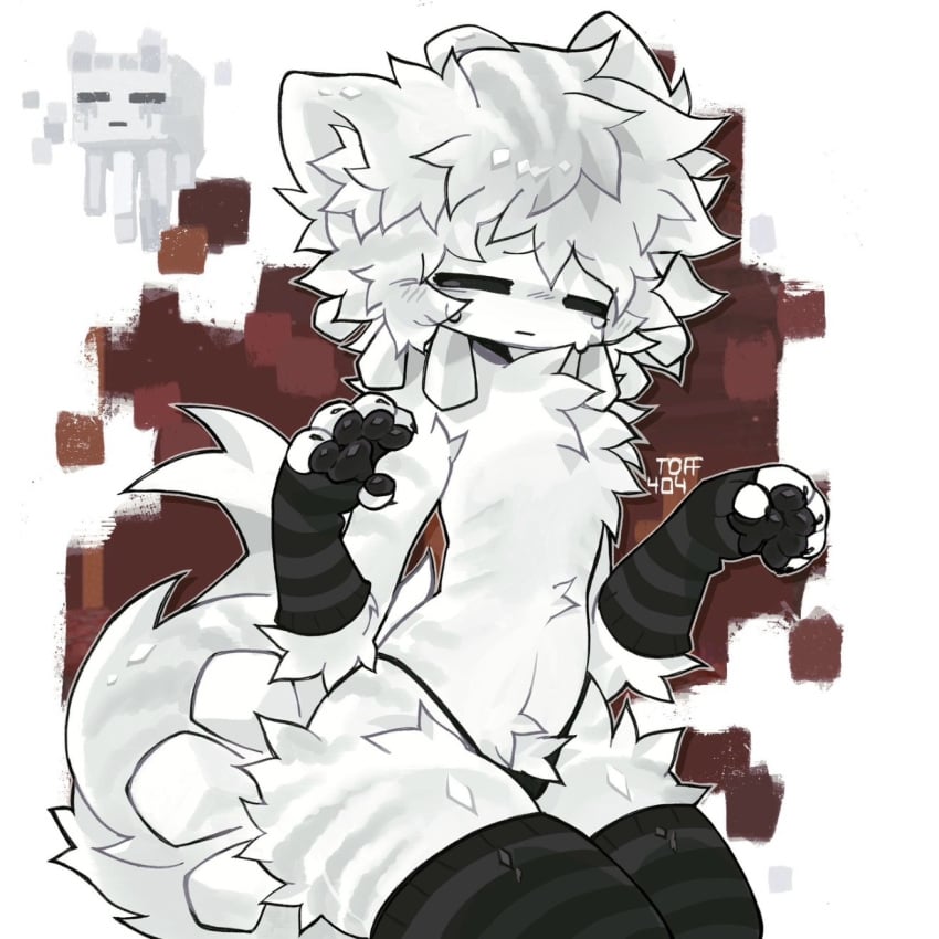 1boy 1femboy femboy furry furry_femboy ghast ghast_(minecraft) male sfw suggestive suggestive_look suggestive_pose toff404 toff404_(artist)
