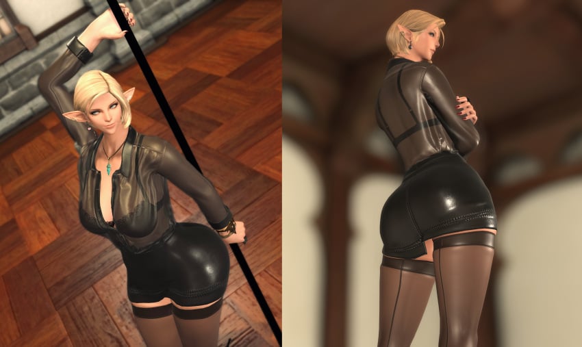 1girls ass ass_focus big_ass big_breasts blonde_female blonde_hair blouse blue_eyes breasts elezen female ffxiv final_fantasy_xiv gpose(ffxiv) heels huge_ass large_breasts leather lewd light-skinned_female milf mommy mommy_kink office_clothing office_lady oiled pointy_ears satin secretary see-through see-through_clothes see-through_clothing see-through_shirt sexy_body sexy_pose sheer_clothes sheer_clothing sheer_top shiny skirt slutty_pose solo stockings teasing thick_ass thick_thighs wet wide_hips