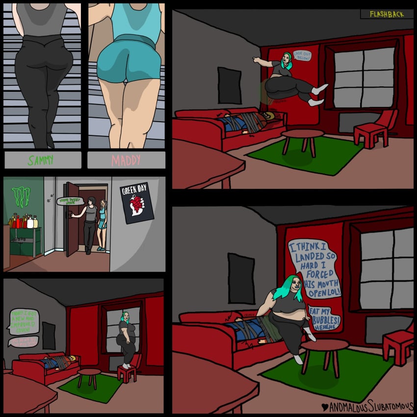 apartment ass ass_bigger_than_head bbw bondage booty booty_shorts buttdrop comic facesitting facesitting_through_clothes fart fart_fetish farting farting_in_face farting_on_face farts female femdom tape_bondage