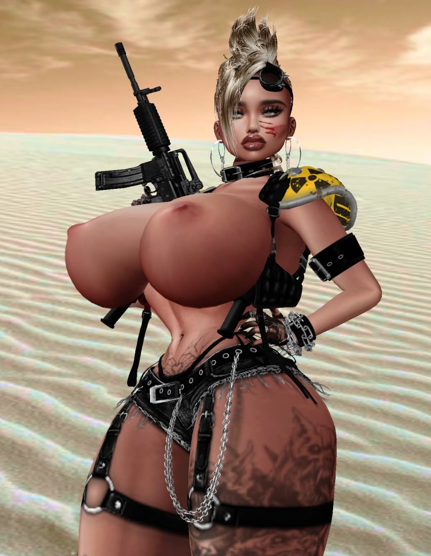 areola athletic athletic_female big_breasts big_nipples breasts curvy curvy_figure erect_nipples female gigantic_breasts huge_breasts imvu large_breasts muscular muscular_female nipples post_apocalypse post_apocalyptic punk punk_girl punk_hair thick_lips thick_thighs thigh_strap thighs toned toned_female wide_hips