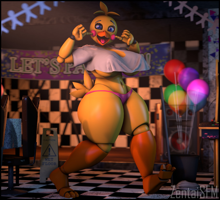 3d 3d_(artwork) animatronic beak belly_button big_breasts blue_eyes breasts cheek_bulge cheek_poke cheek_spots cheek_tuft cheeks chicken cleavage erect_nipples eyebrows feathers five_nights_at_freddy's five_nights_at_freddy's_2 hourglass_figure huge_breasts huge_toy_chica hyper hyper_breasts large_breasts looking_at_viewer nipple_bulge open_mouth panties photoshop poking poking_head raised_eyebrows robot runaboo_chica sfm sideboob small_shirt solo source_filmmaker thick_thighs thighs toy_chica_(fnaf) underboob underwear voluptuous watermark wet_floor_sign wide_hips yellow_body yellow_skin zentaisfm