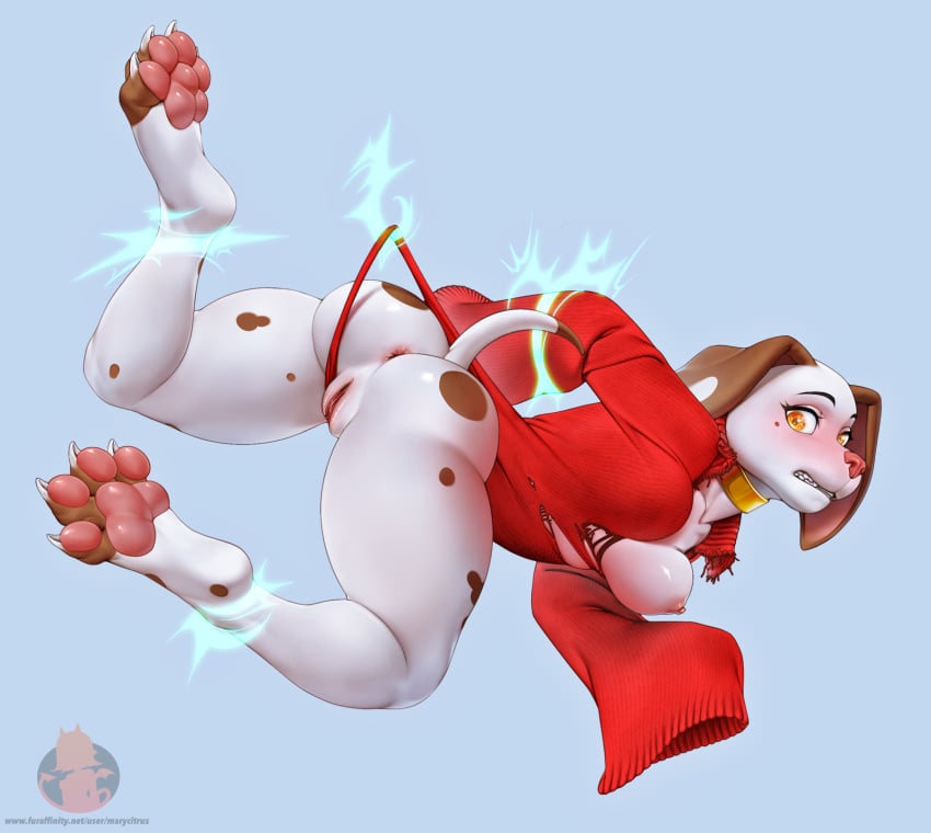 ass ass ass_bigger_than_head ass_focus ass_up asshole blush bondage breasts_out canine clawed_fingers claws collar dog_girl fear furry furry_female juicy_butt magic marycitrus nipples pawpads paws pussy pussy_juice pussy_lips ripped_clothing sweater toe_claws torn_clothes vagina