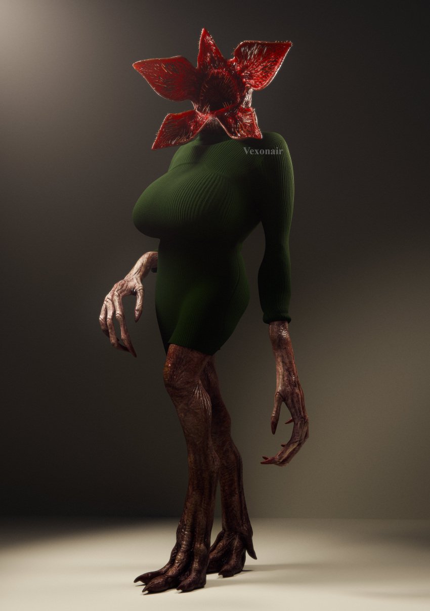1girls 3d big_breasts dead_by_daylight demogorgon female_demogorgon_(stranger_things) huge_breasts looking_at_viewer monster_girl stranger_things sweater vexonair
