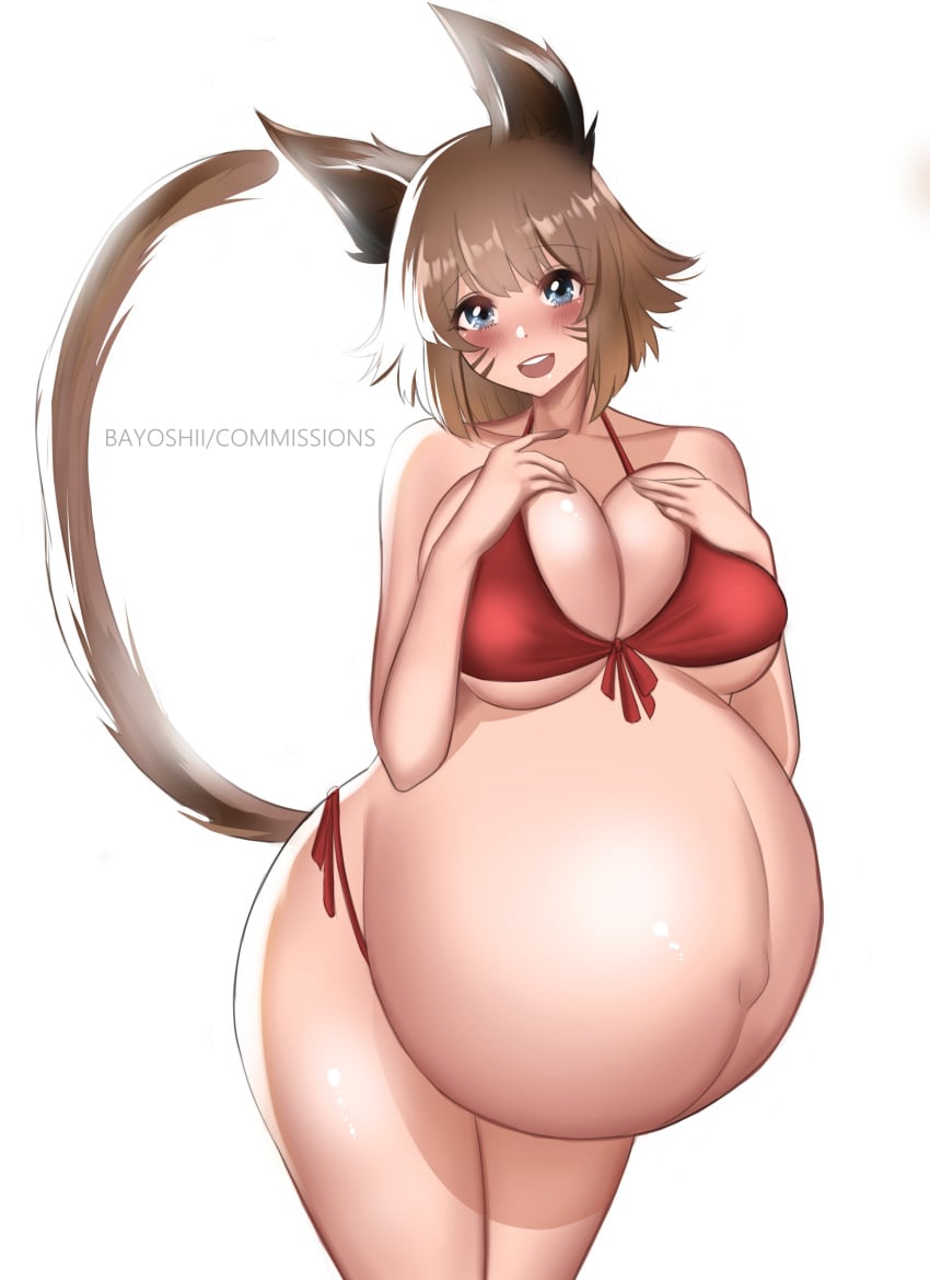 1girls bayoshii big_breasts breasts cleavage female female_only huge_belly hyper_belly hyper_pregnancy large_breasts pregnant ready_to_pop solo