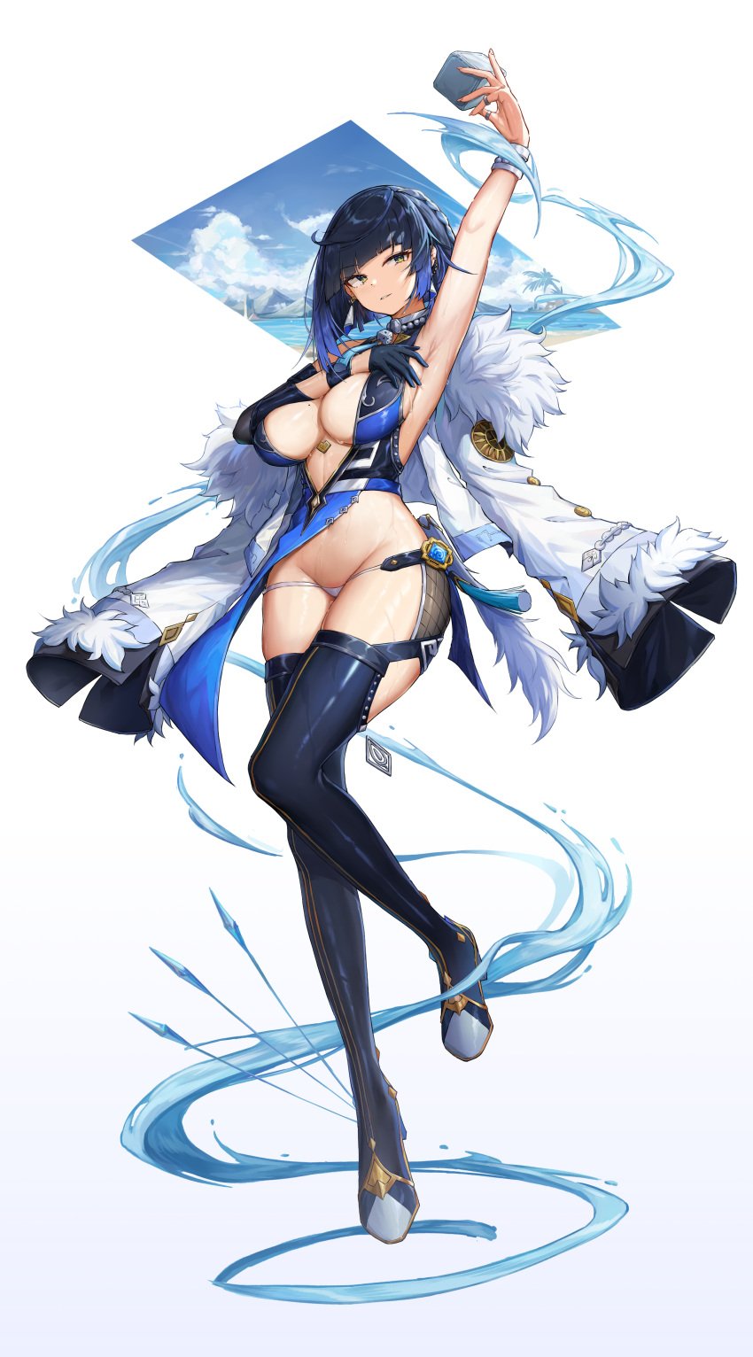 1girls female genshin_impact kiriko_(araragikoyomi) solo solo_female tagme yelan_(genshin_impact)