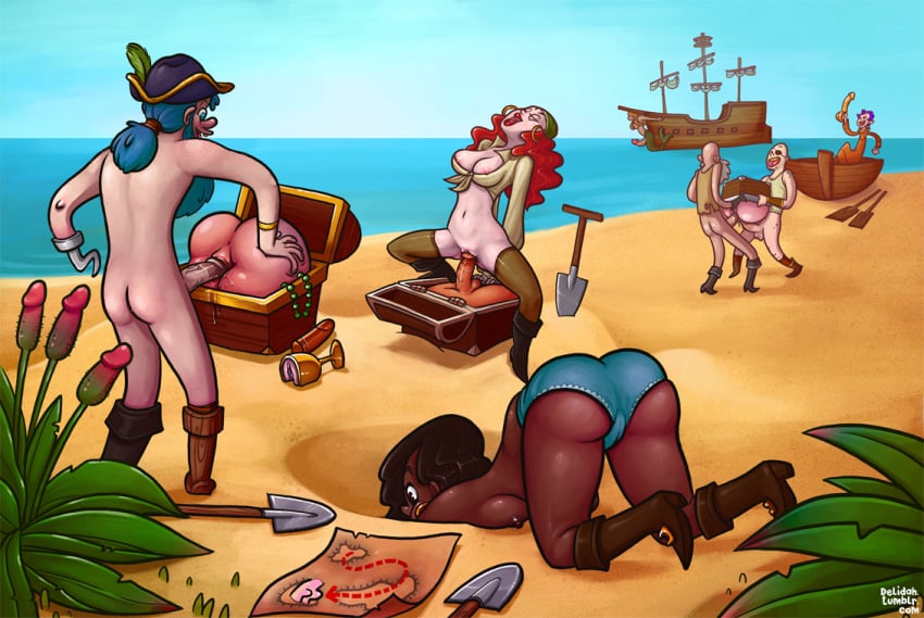 comedy digging female funny island joke male penis pirate pussy seaside ship shovel silly treasure