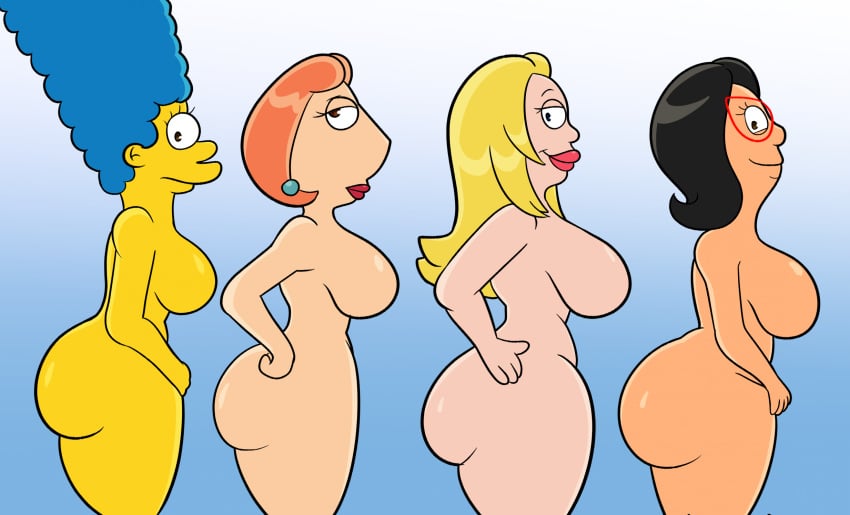 20th_century_studios 4girls american_dad big_breasts big_butt bob's_burgers crossover disney family_guy female francine_smith linda_belcher lois_griffin marge_simpson milf multiple_girls nude someth1ngoranother the_simpsons
