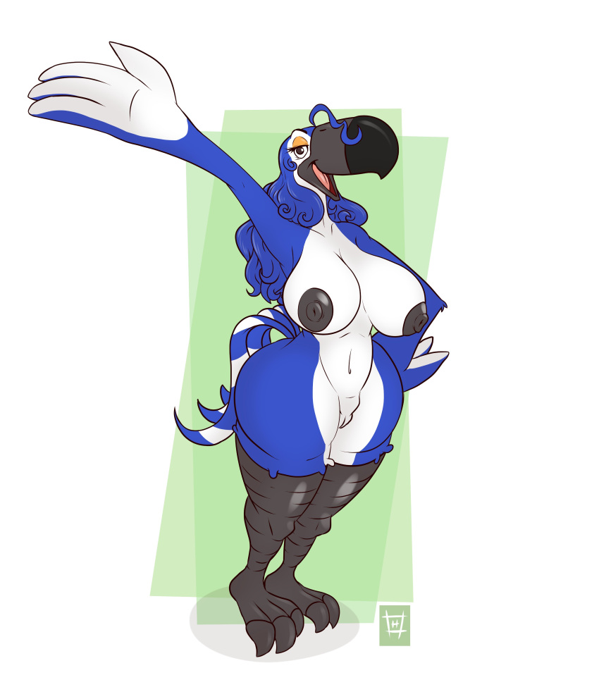 absurd_res anthro avian big_breasts bird breasts female fur furry furry_only genitals hi_res hyenatig_(artist) large_breasts non-mammal_breasts pussy reina_(mutton_chop) solo standing thick_thighs toucan wide_hips