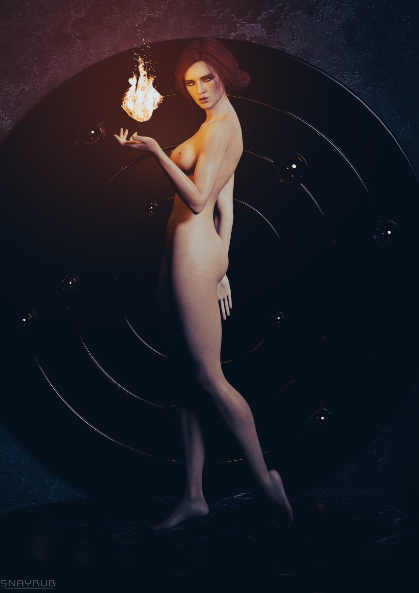 3d ass breasts cd_projekt_red completely_nude female freckles light-skinned_female magic mascara nipples nude red_hair snayrub solo the_witcher_(series) the_witcher_3:_wild_hunt triss_merigold