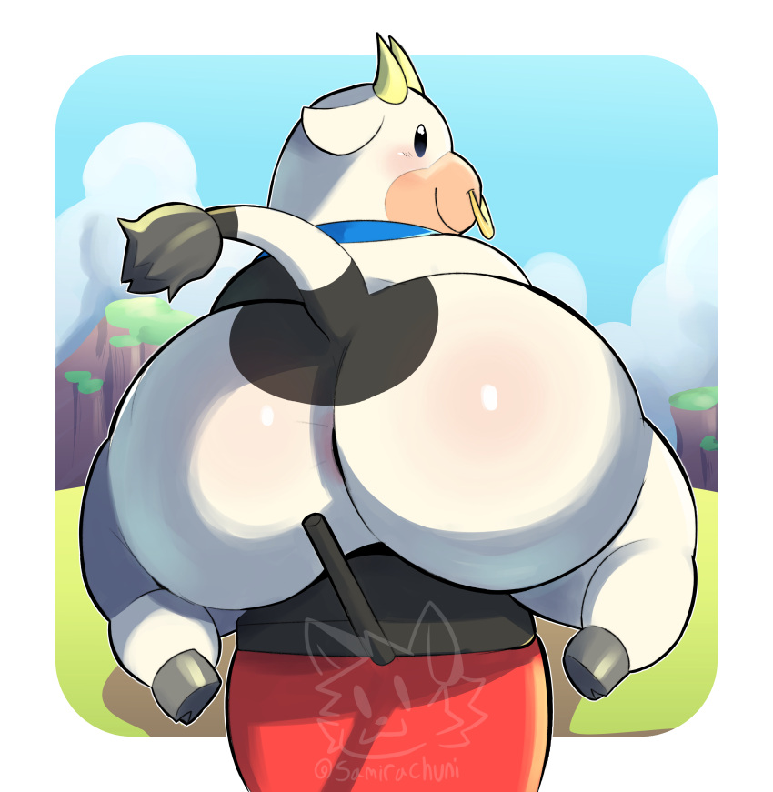absurd_res ambiguous_gender anthro anus ass big_butt bovid bovine cattle cloud cow_(mario) digital_media_(artwork) hi_res hooves horn just_a_cow landscape mammal mario_(series) mario_bros mario_kart mario_kart_world moo_moo_(mario) moo_moo_meadows_cow motorcycle mountain nintendo overweight overweight_anthro ring samirachuni simple_eyes solo super_mario_bros. tail tail_tuft thick_thighs tuft vehicle