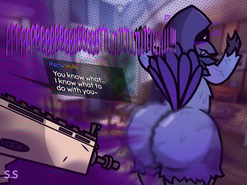 2d big_ass big_butt corvus_(fortnite) dialogue fart fart_cloud fart_fetish farting fat_ass female fortnite fortnite:_battle_royale male meow_skulls_(fortnite) meowskulls onomatopoeia sci-salandre simple_background