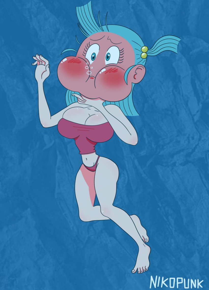 1girls bulma_briefs diving dragon_ball drowning female nikopunk solo underwater water_torture