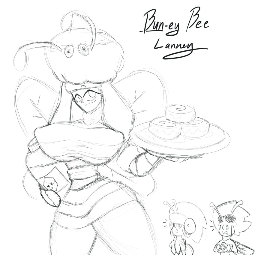 agni bee black_and_white gwain_saga honey_bun lanney marlow monochrome plate toxictakoyaki
