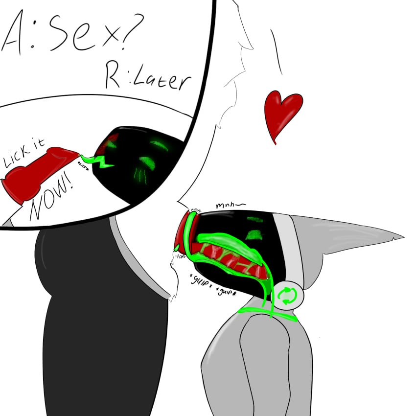 1:1 alex_(disambiguation) anthro both canid canine canis duo fellatio hi_res knot licking machine male male/male mammal oral penile protogen rev rev_the_protogen sex tongue wolf