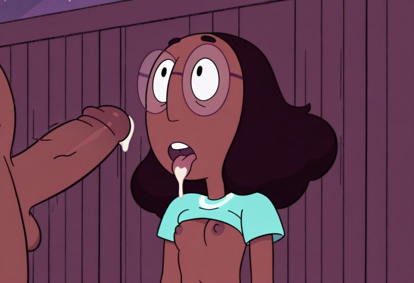 ai_generated big_penis blacked connie_maheswaran cosmicvitery cum dark-skinned_female dark-skinned_male girl nsfw open_mouth penis steven_universe