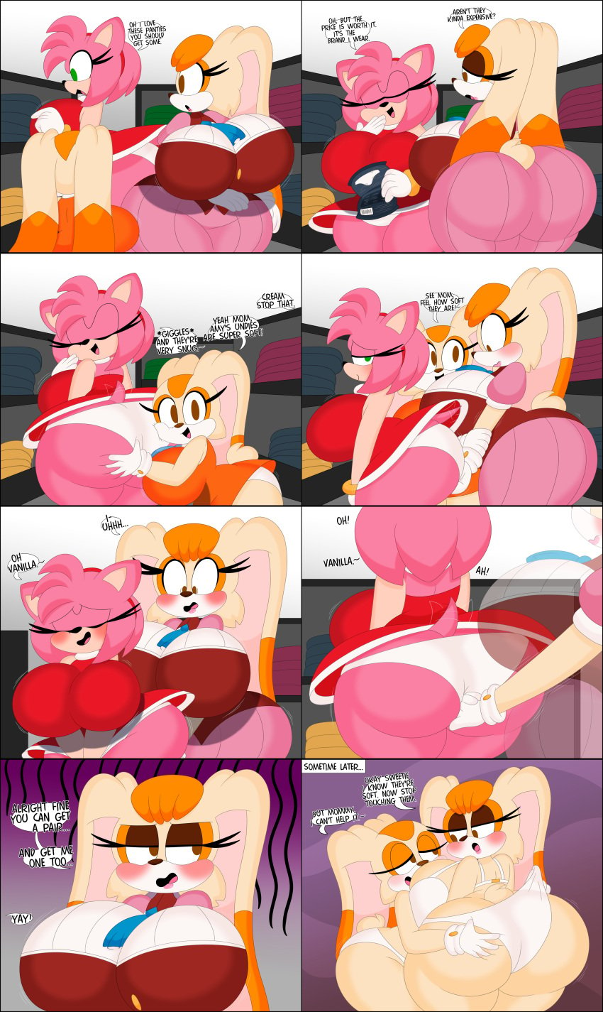 3barts 3girls alternate_ass_size alternate_breast_size amy_rose anthro ass ass_bigger_than_head ass_cleavage butt_crack cream_the_rabbit edit edited female female_focus female_only fingering furry huge_ass huge_breasts moaning mobian_(species) nervous panties sega sonic_(series) sonic_the_hedgehog_(series) touching vanilla_the_rabbit