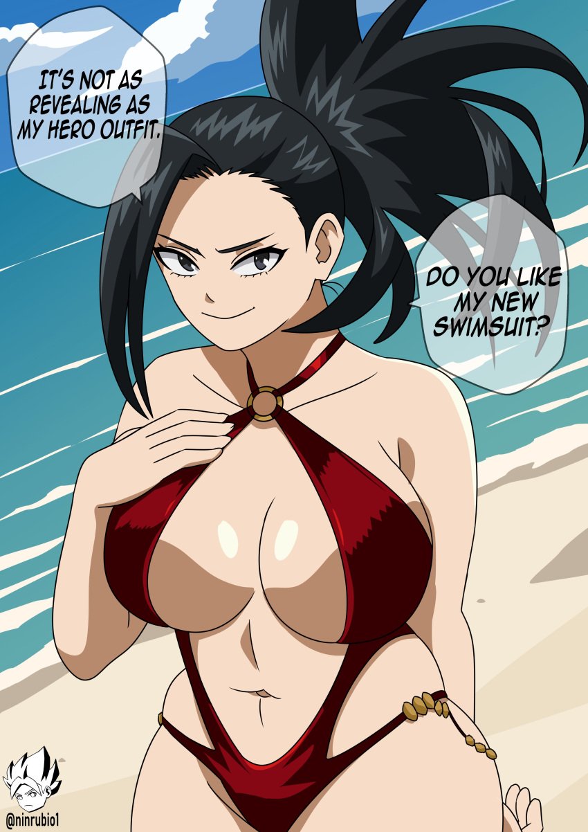 1girls boku_no_hero_academia female momo_yaoyorozu my_hero_academia ninrubio solo solo_female strip_game tagme