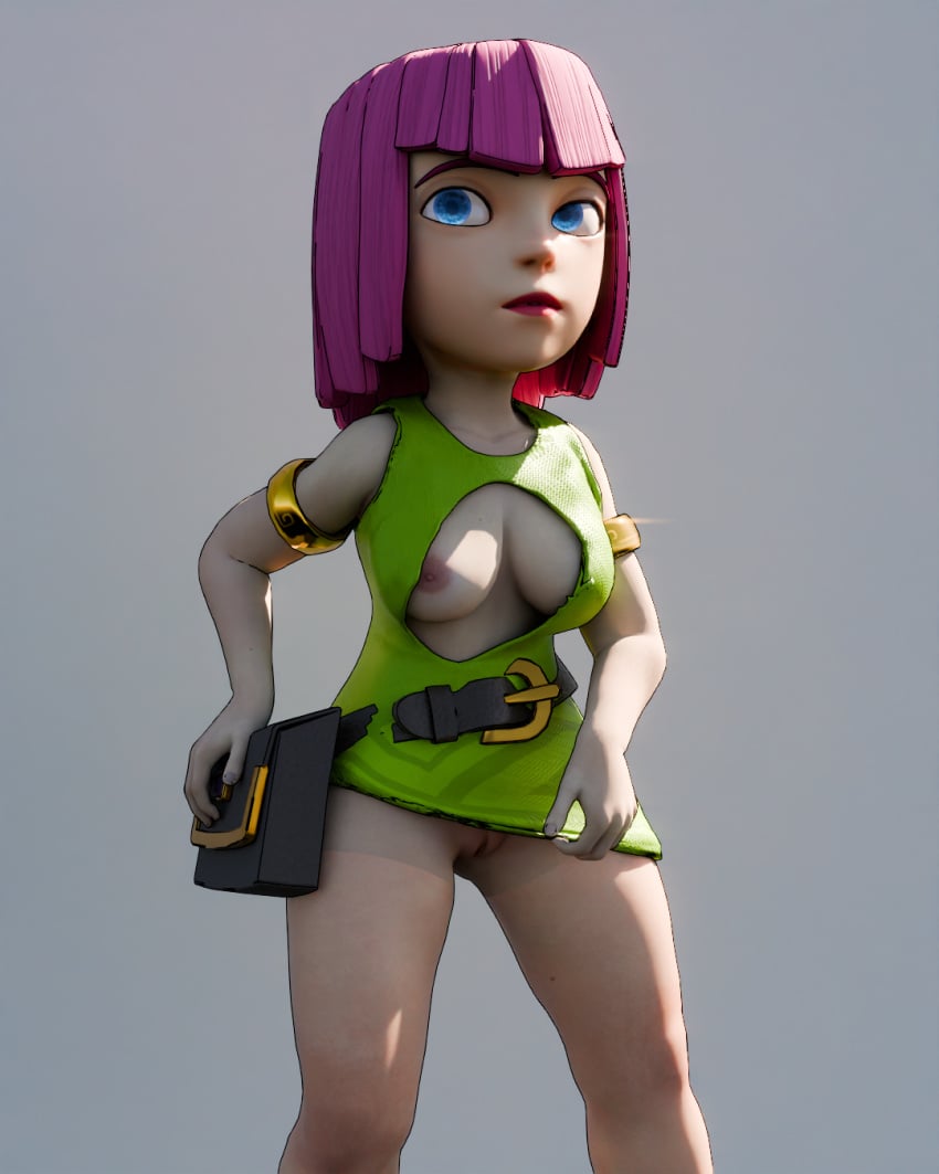 archer_(clash_of_clans) archer_(clash_royale) boob_window clash_(series) clash_of_clans clash_royale purple_hair sadedade secret supercell torn_clothes torn_clothing vagina