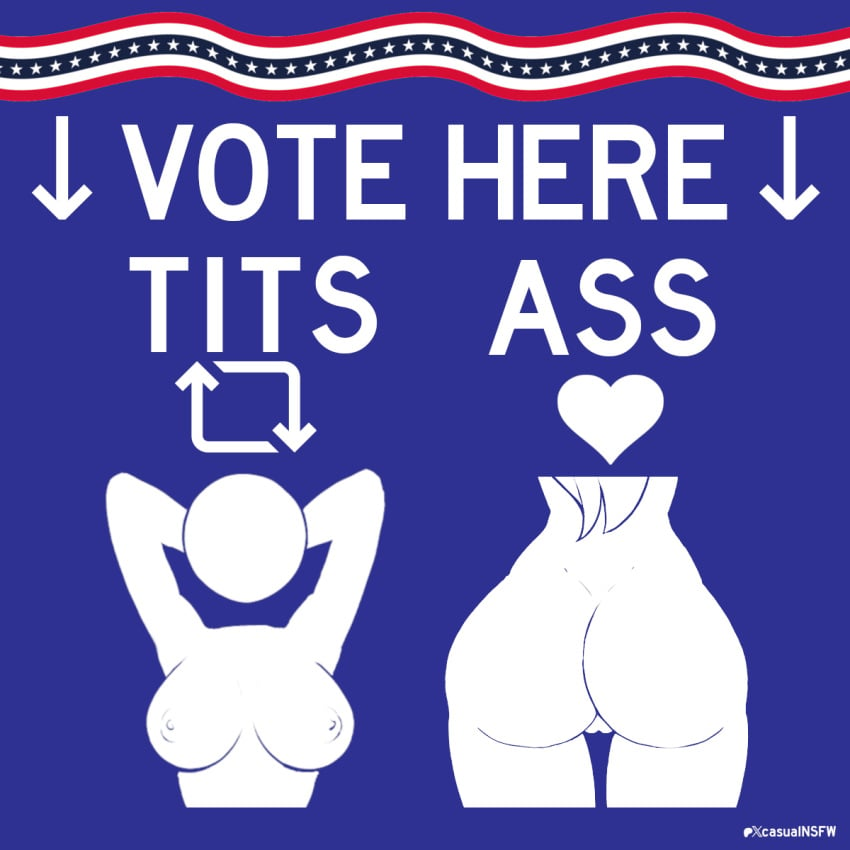 2girls american_flag casualnsfw election english english_text faceless_female flag hips large_ass large_breasts minimalist minimalist_background monochrome nipples penis pictogram pictographics political public_domain pussy_visible_through_thighs straight vote voting warning_sign warning_sign_person