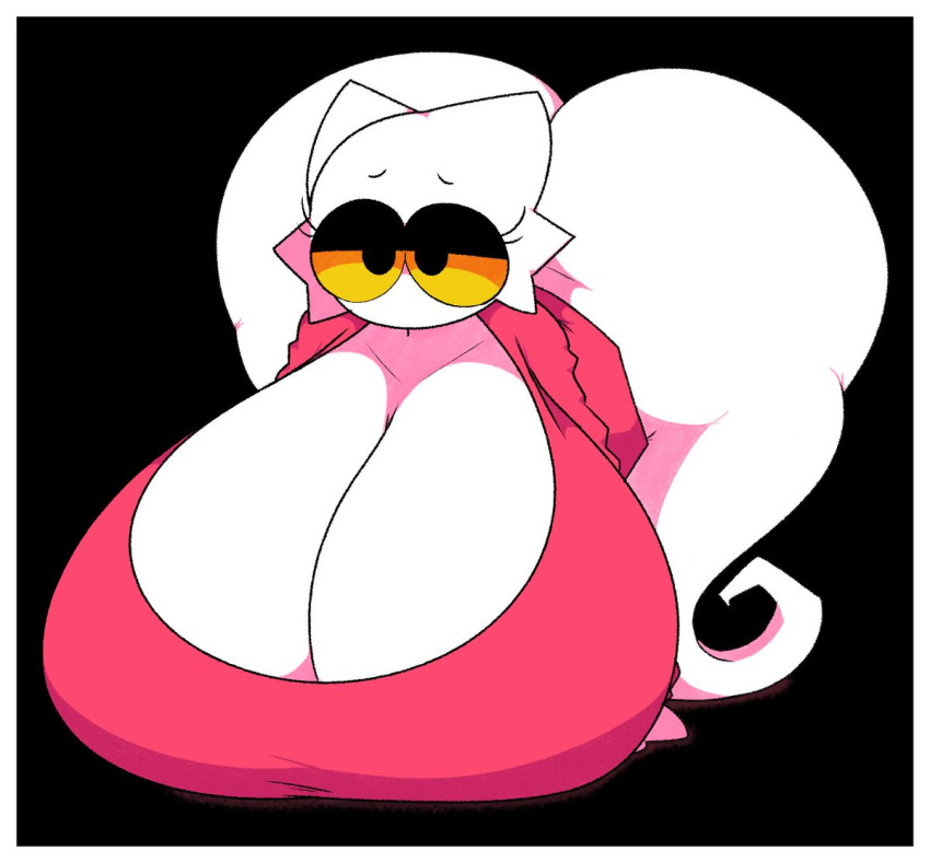 dewbber fat_ass feline furry ghost large_breasts no_legs no_pants non-human orange_eyes