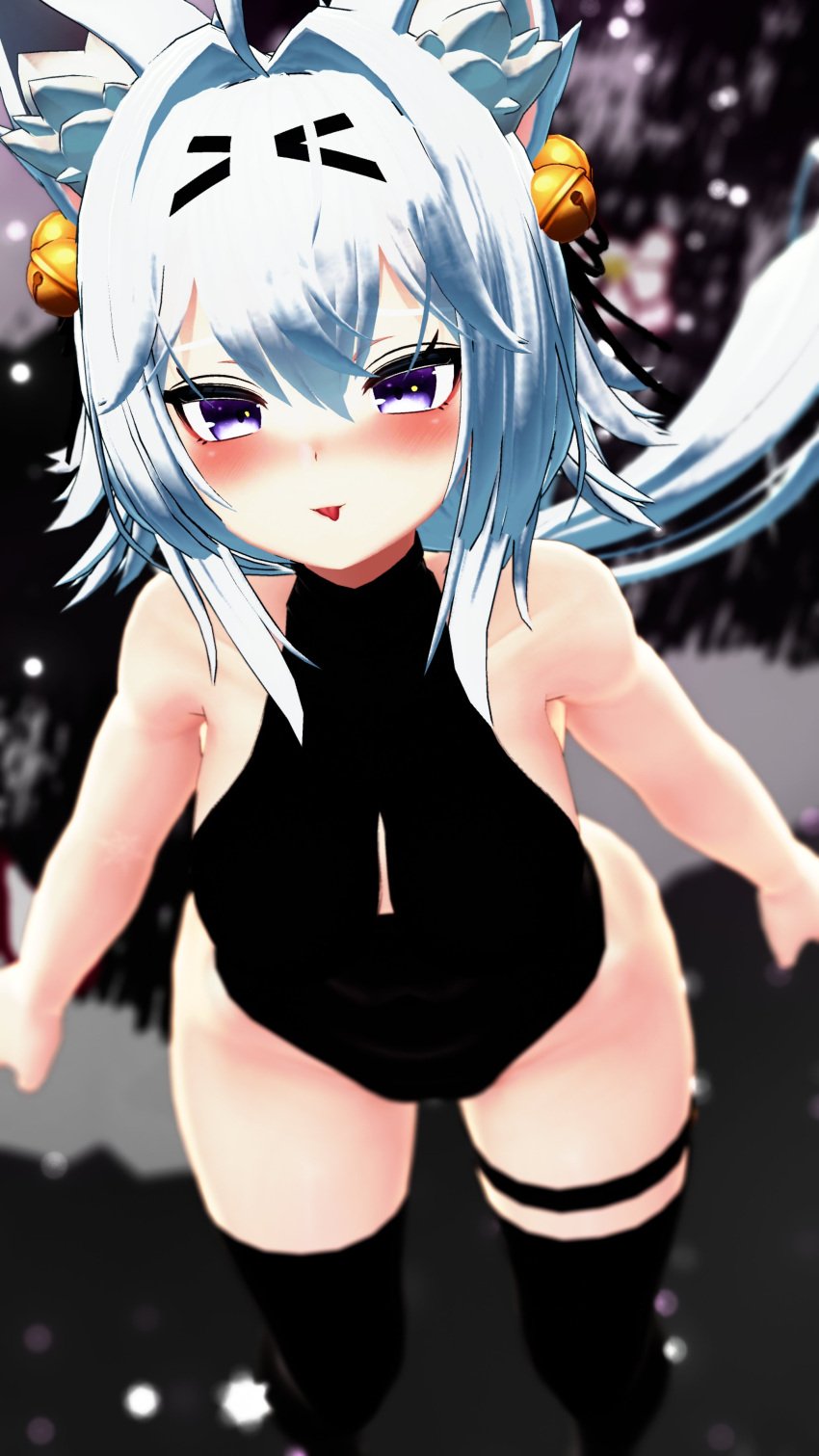 3d bent_forward female filian filian_(vtuber) filiannevr indie_virtual_youtuber medium_breasts one-piece_swimsuit side_boob sideboob tagme virtual_youtuber vrchat vtuber white_hair