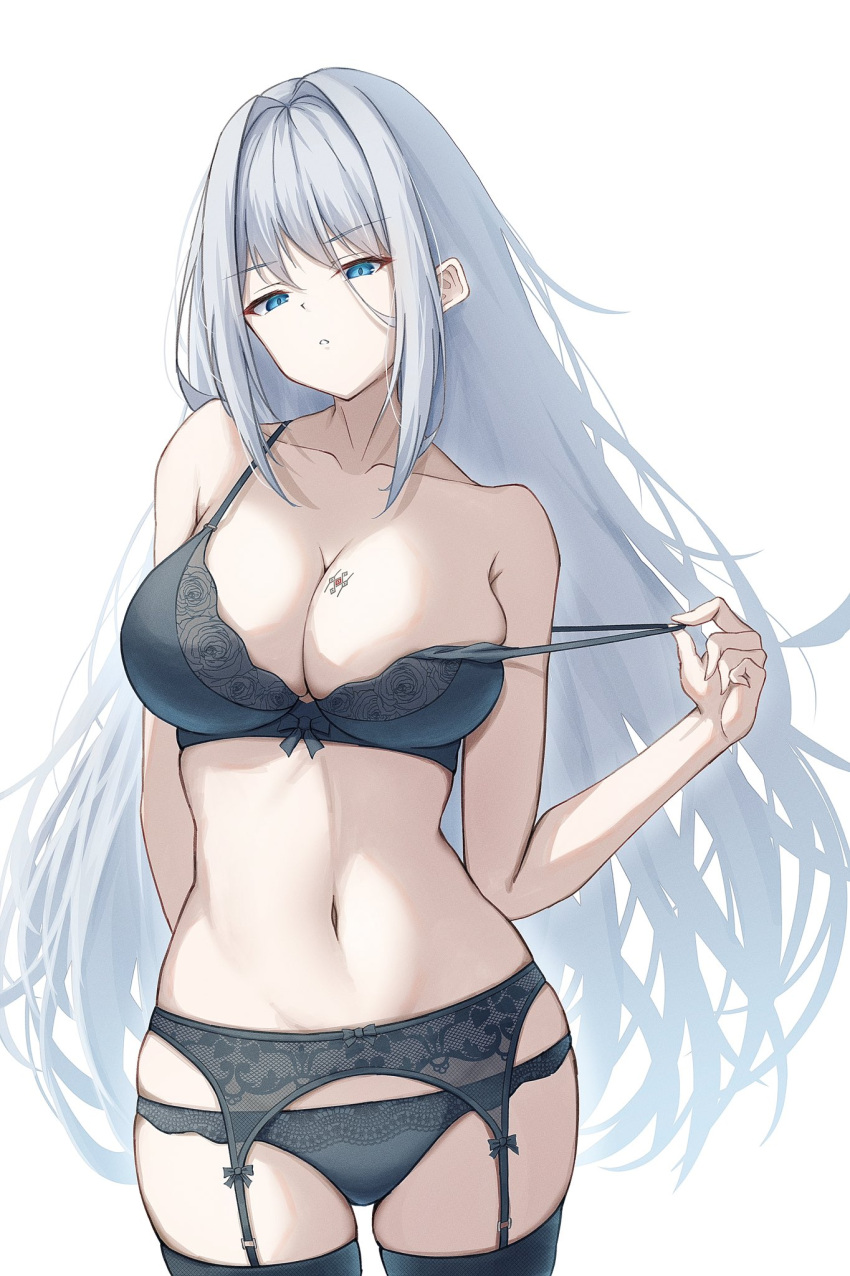 1girls absurd_res bare_shoulders big_breasts black_stockings black_thighhighs blue_eyes bra breast_tattoo breasts busty cleavage ethel_(xenoblade) female female_only highres hourglass_figure lace-trimmed_panties lace-trimmed_thighhighs large_breasts lingerie long_hair looking_at_viewer midriff monolith_soft navel nintendo okazu2010015 panties silver_hair slim_waist stockings tattoo thick_thighs thighhighs thighs undressing upper_body very_long_hair wide_hips xenoblade_(series) xenoblade_chronicles_3