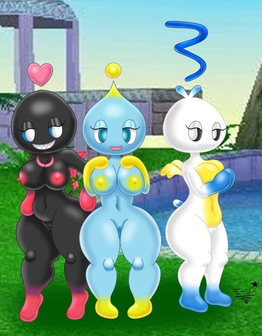 anthro breasts chao_(sonic) dark_chao females full_body genitals hero_chao humanoid nipples nude nude_female sega sonic_(series) sonic_adventure sonic_adventure_2 superstarplasma