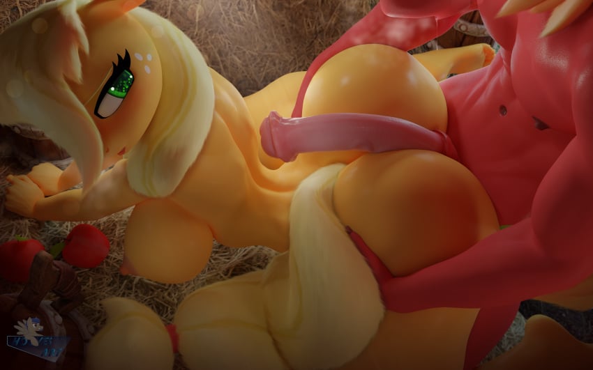 16:10 1boy 1girls 3d 3d_(artwork) absurd_res all_fours animal_genitalia animal_penis anthro applejack_(mlp) barefoot big_ass big_breasts big_macintosh_(mlp) big_penis blender_(software) bodily_fluids breasts brother_and_sister butt buttjob digital_media_(artwork) drooling duo equid equine equine_penis feet female friendship_is_magic genitals hasbro hetero hi_res hooves-art horse horsecock incest large_breasts looking_back male male/female mammal my_little_pony nipples nude penis pony saliva straight straight_hair widescreen