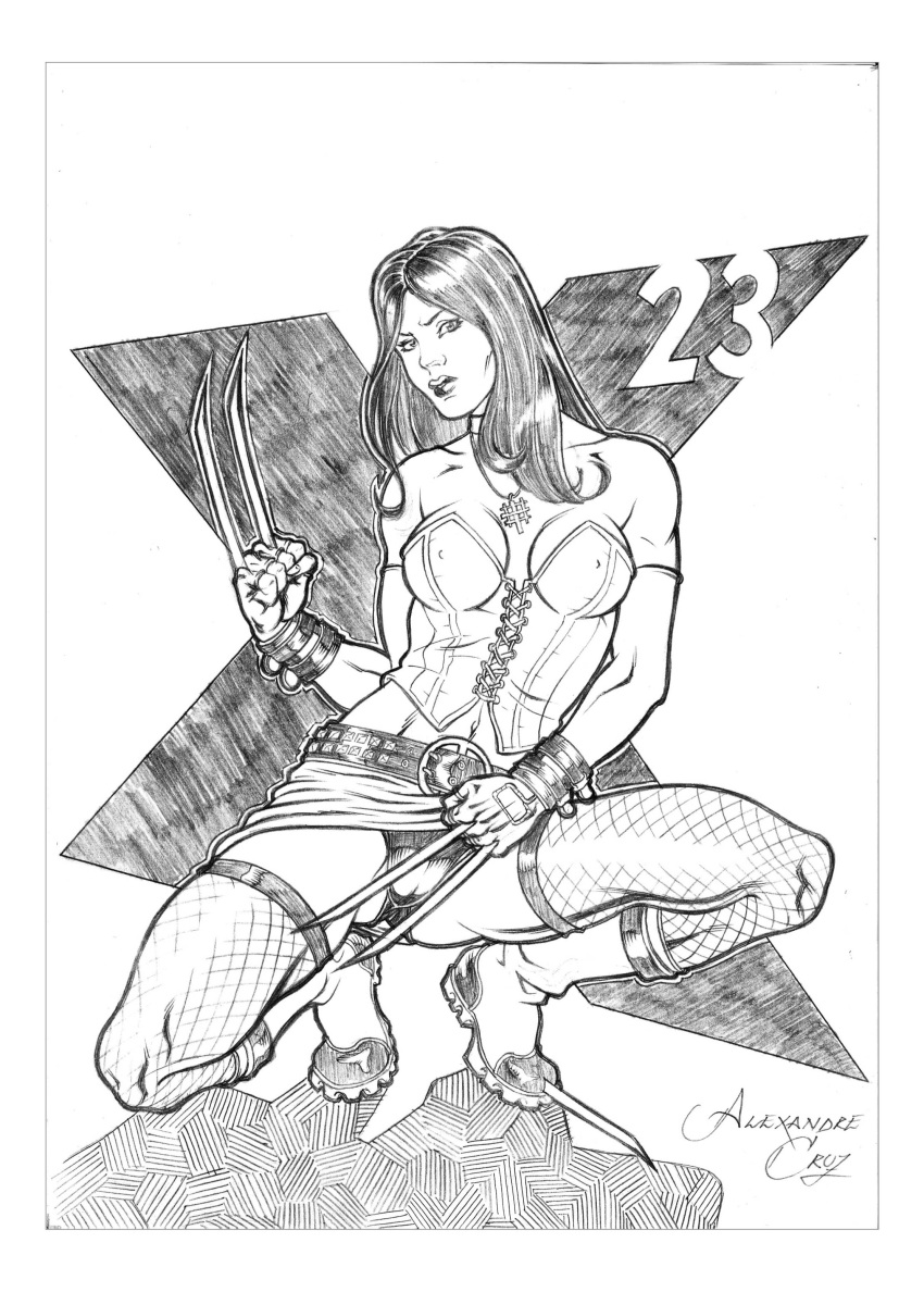 marvel monochrome new_x-men straight_hair x-23 x-force x-men