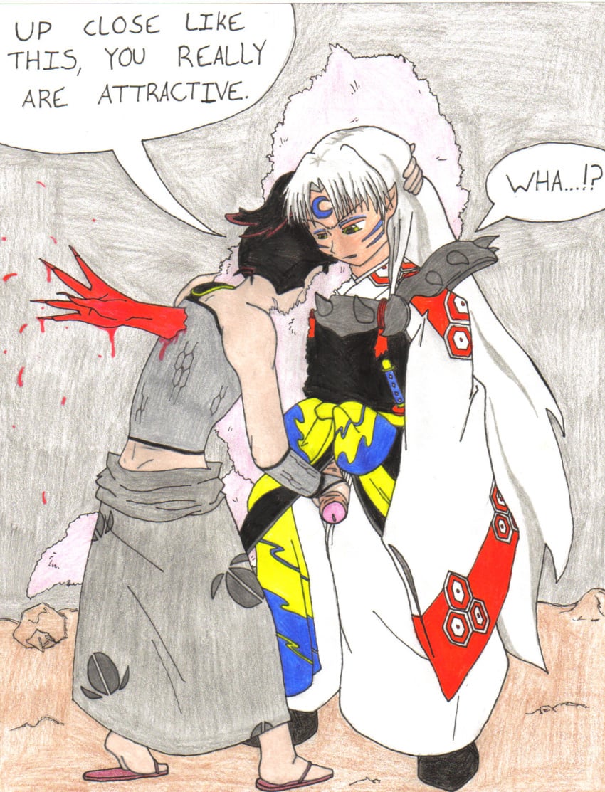 2boys blood color colored death inuyasha jakotsu male male/male male_death male_only murder sesshoumaru sex trainer_(artist) uncensored violence yaoi