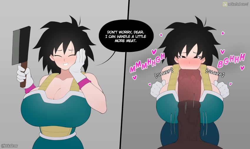 1animal 1girls 2d bestiality blowjob blush color dragon_ball dragon_ball_super dragon_ball_z fellatio gine heart_symbol highres horse horsecock impossible_fit motion_lines notkadraw zoophilia