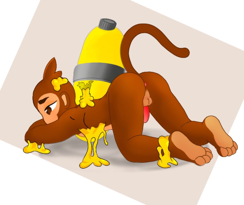 artist_request ass_up bloons_td_6 bloons_tower_defense brown_fur femboy glue glue_gunner glued male male_only monkey ninja_kiwi small_penis solo stuck