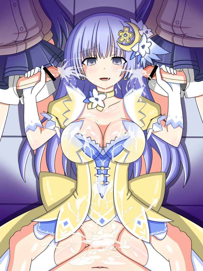 1girls 3futas blue_hair breasts clothed clothing cum cum_in_pussy cum_inside cum_on_body cum_on_breasts cum_on_face date_a_live ejaculation faceless_futanari female female_focus foursome futa_on_female futanari garter_straps gloves hair_ornament handjob human izayoi_miku mostly_clothed on_back open_mouth open_pants pale_skin partially_clothed penis sex skirt solo_focus standing thighhighs tyagama vaginal_penetration