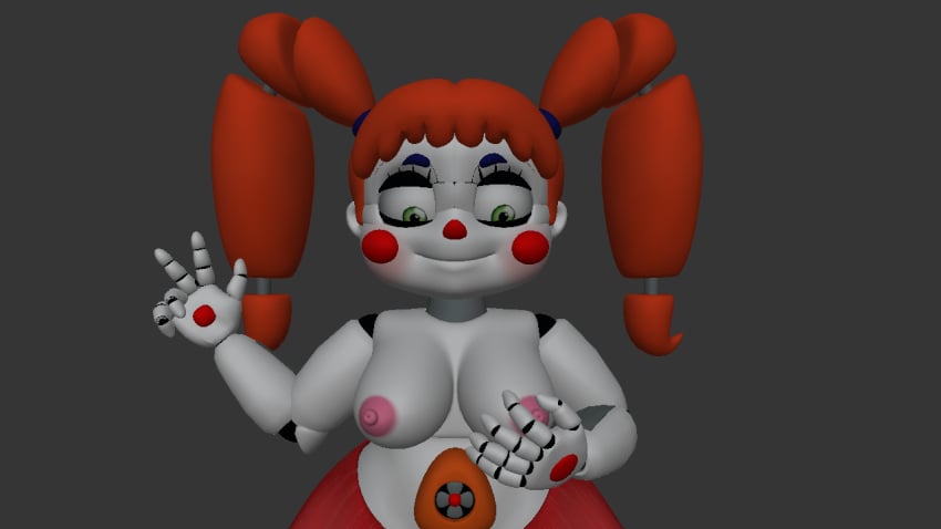 3d artist_request baby_(fnafsl) big_breasts circus_baby circus_baby_(fnaf) circus_booby five_nights_at_freddy's hand_on_breast prisma3d solo