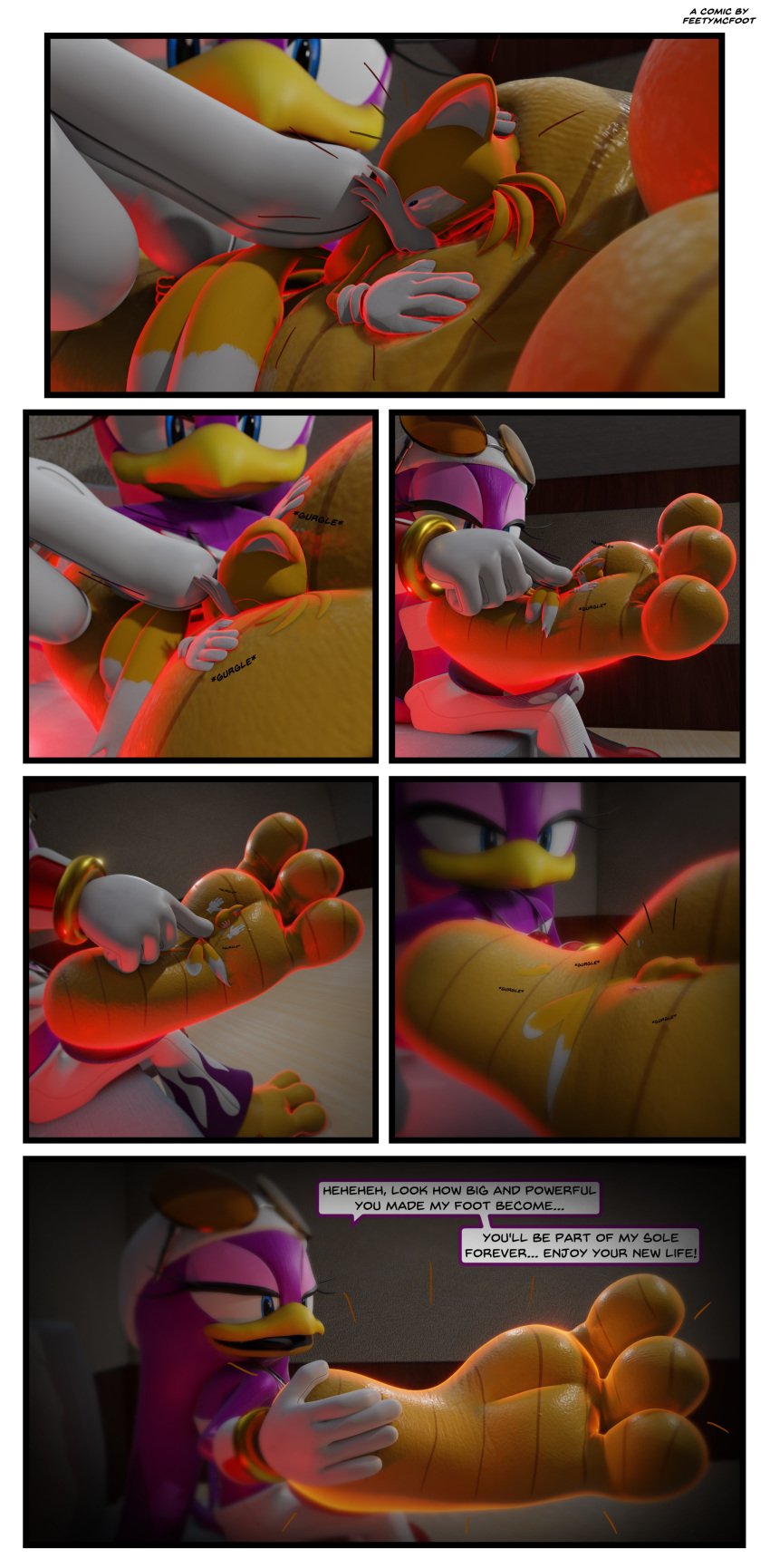 3_toes 3d absorption_vore absurd_res anthro between_toes biped comic digital_media duo feet feetymcfoot female foot_absorption foot_fetish foot_focus foot_play giantess group hi_res male male/female micro sega size_difference smothering soles sonic_(series) sonic_riders sonic_the_hedgehog_(series) tails toes transformation vore wave_the_swallow