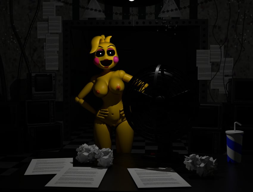 animatronic completely_nude five_nights_at_freddy's five_nights_at_freddy's_2 fnaf looking_at_viewer nude nude_female poltocoj solo toy_chica_(fnaf)