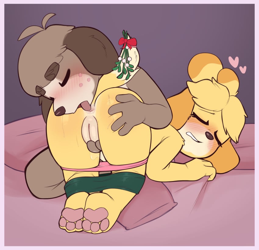 absurd_res anal animal_crossing anthro anus ass blush bottomwear brother brother_and_sister butt_grab canid canine canis clothed clothing digby_(animal_crossing) domestic_dog duo female genitals hand_on_butt heart hi_res incest isabelle_(animal_crossing) male male/female mammal mistletoe mistletoe_on_tail nintendo oral panties panties_down partially_clothed pawpads plant porldraws pussy pussy_rubbing rimming sex shih_tzu sibling sister skirt skirt_down toy_dog twincest twins underwear underwear_down