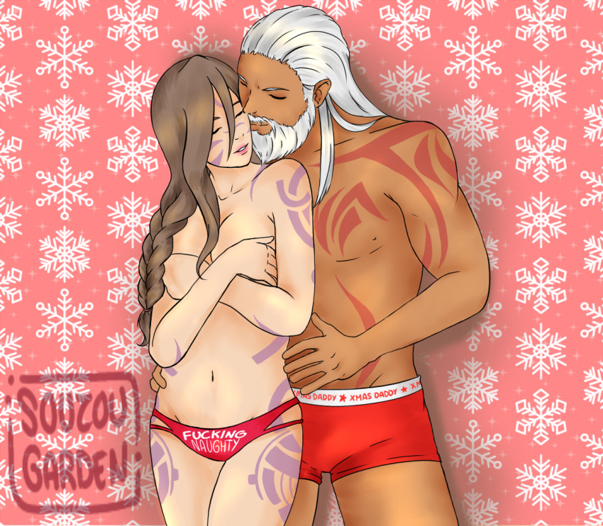 1boy 1girls chibinevercry christmas guild_wars guild_wars_2 norn passionate tattoo