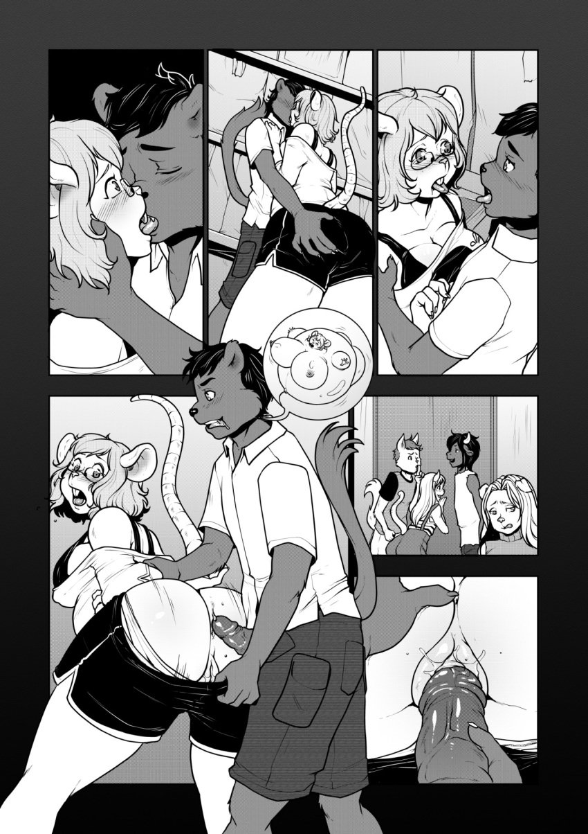 anthro comic ecchipandaa female from_behind furry furry_only kissing male monochrome penetration rat scared sex smile tagme undressing vaginal_penetration