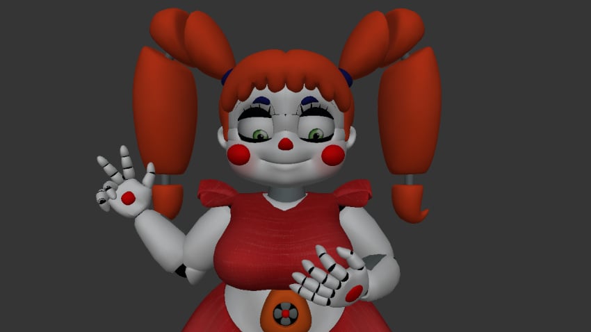 3d artist_request baby_(fnafsl) big_breasts circus_baby circus_baby_(fnaf) circus_booby five_nights_at_freddy's hand_on_breast solo