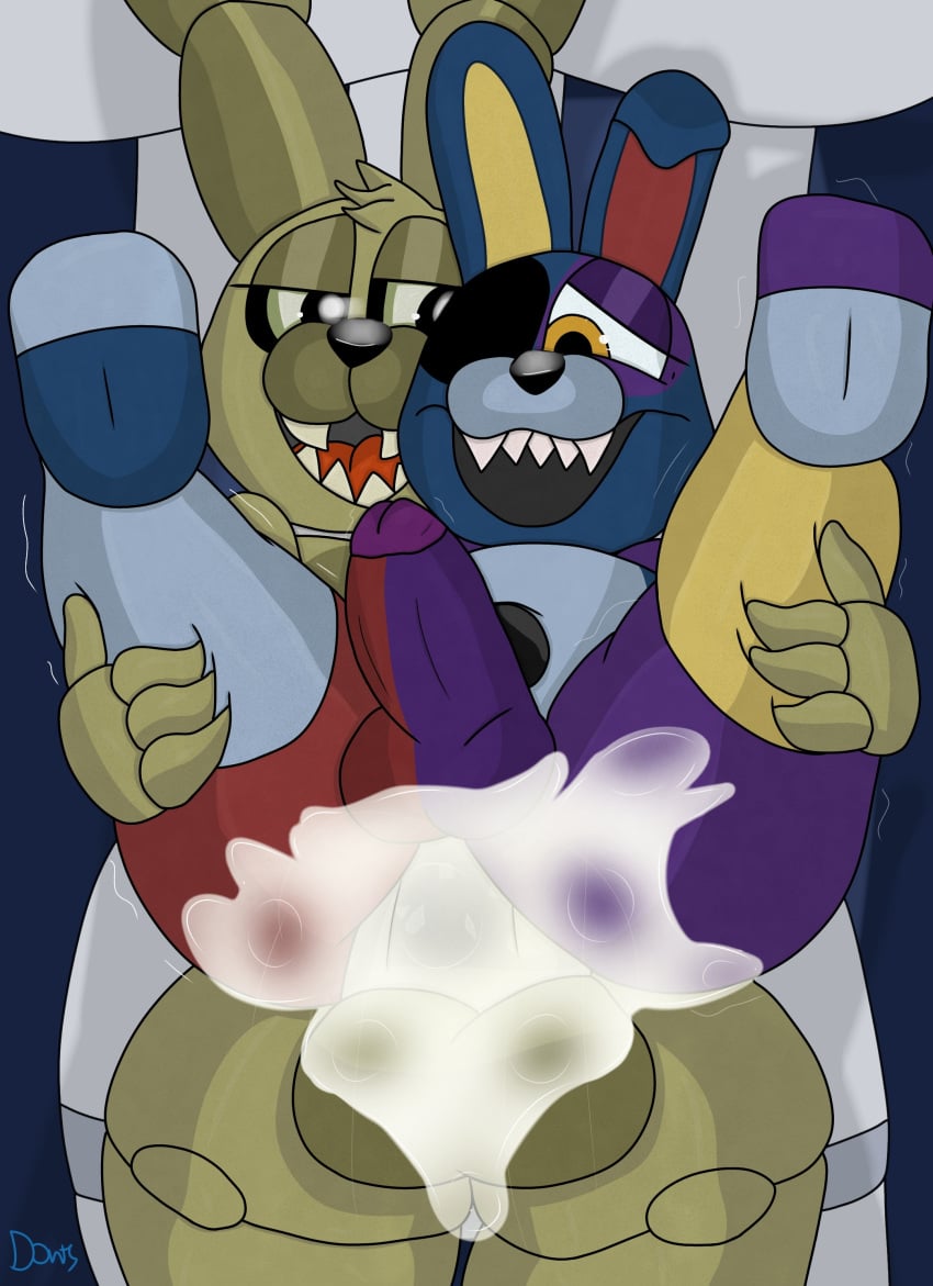 2boys absurd_res anal anal_sex animatronic anthro anthro_on_anthro anthro_only anthro_penetrated anthro_penetrating anthro_penetrating_anthro anthrofied ass balls banzo_(battington) battington better_version_at_source big_ass big_balls big_butt big_penis bodily_fluids bubble_ass bubble_butt butt canid canine cum cum_in_mouth cum_inside cum_on_ass cum_on_balls cum_on_body duo excessive_cum eyelashes five_nights_at_freddy's five_nights_at_freddy's_4 furry gay genital_fluids genitals green_background half-closed_eyes harmony_and_horror hi_res humanoid_penis lagomorph male male/male male_only male_penetrated male_penetrating male_penetrating_male mammal naked nude open_mouth penetration penis plushie plushtrap plushtrap_(fnaf) plushtrapboyuwu rabbit robot sharp_teeth teeth testicles thick_thighs thighhighs thighs tongue two_tone_penis wide_hips yaoi yellow_eyes