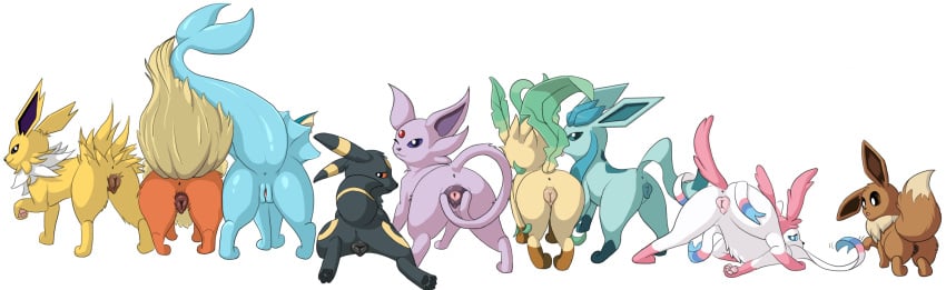 6+girls 9girls all_nine_eeveelutions animal_genitalia animal_pussy anus ass blacky_(pokemon) booster_(pokemon) canine_pussy draquarzi eevee eeveelution eievui eifie_(pokemon) espeon female female_only feral flareon fluffy fluffy_tail fur genitals glaceon glacia_(evolution) group group_picture hi_res jolteon leafeon leafia looking_away mammal multiple_girls nintendo nymphia pokemon pokemon_(species) presenting presenting_hindquarters pussy showers_(pokemon) simple_background spread_legs spread_pussy spreading sylveon thunders umbreon vaporeon video_games white_background