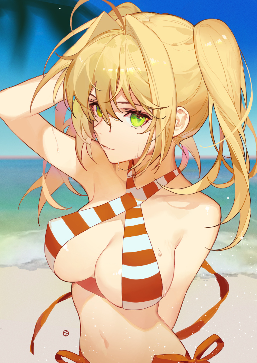 blonde_hair breasts fate/grand_order fate_(series) green_eyes nero_claudius_(fate) songjikyo swimsuit